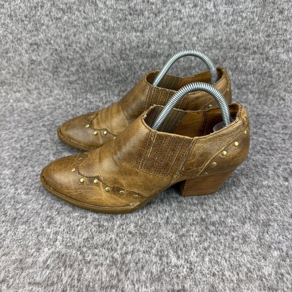 ✅Born Womens Sz 8M✅EU39 Western Studded Leather Ankle Booties Block Heel W11991 - Picture 9 of 12